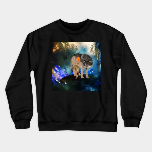 Two unlikely friends the  fairy and the wolf Crewneck Sweatshirt by Nicky2342